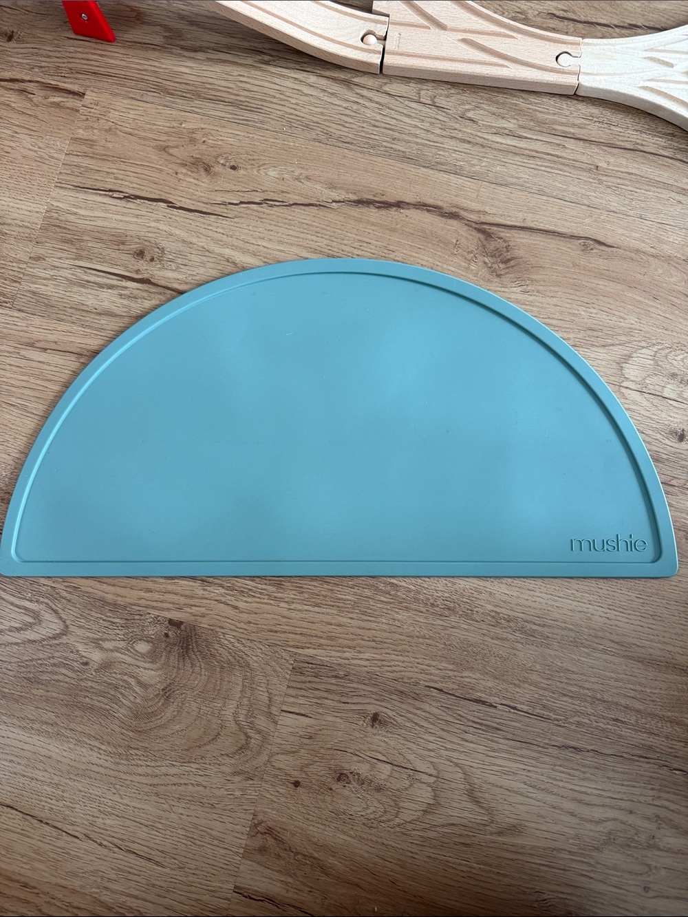 Mushie Teal Semi-Circle Silicone Placemat for Kids